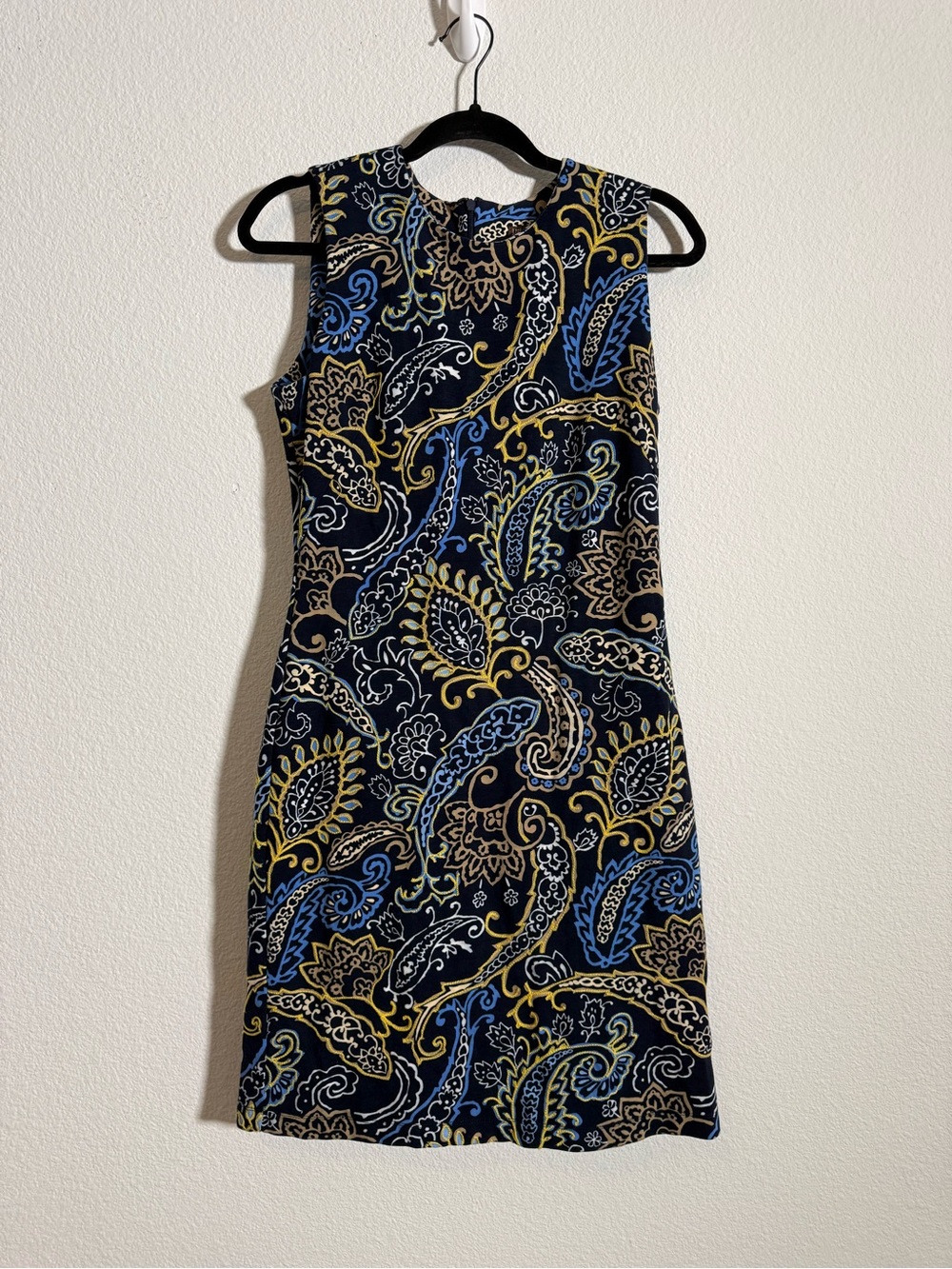 J McLaughlin Paisley Shift Dress‎ Sleeveless Stretch Lined Classic Preppy S